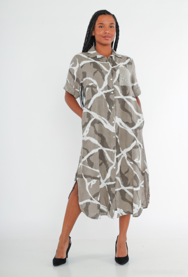 Grossiste 123LINO - Robe chemise imprimé en lin