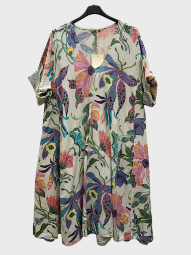 Wholesaler 123LINO - Short printed linen dress