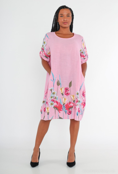 Wholesaler 123LINO - Floral linen dress