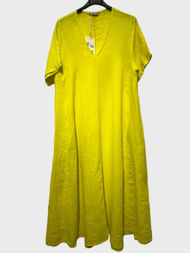 Wholesaler 123LINO - LONG V-NECK DRESS WITH SHORT SLEEVE