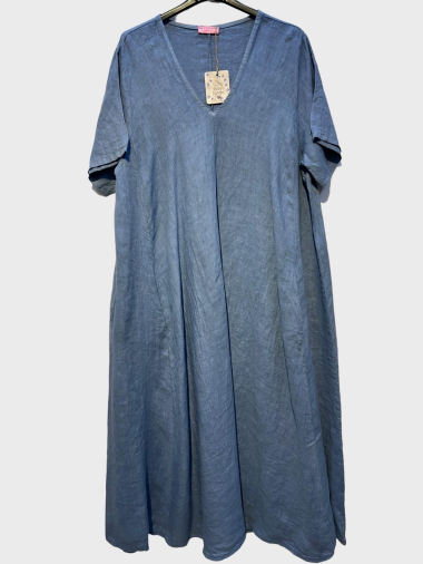 Wholesaler 123LINO - LONG V-NECK DRESS WITH SHORT SLEEVE