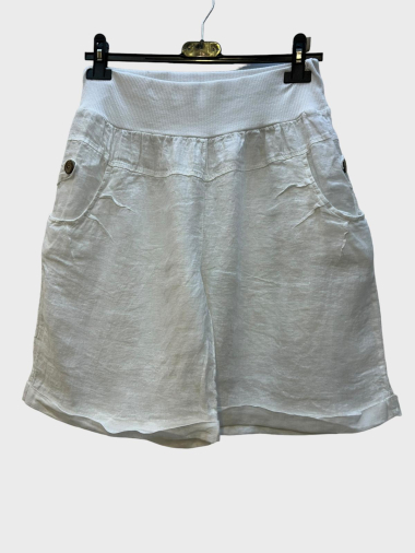Wholesaler 123LINO - linen shorts, decorative buttons, functional pockets
