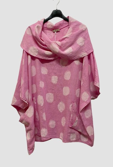 Pea-dot linen tunic with special collar