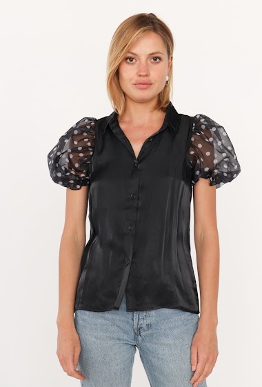 Wholesalers 17 AUGUST - Shirt with tulle polka dot sleeves