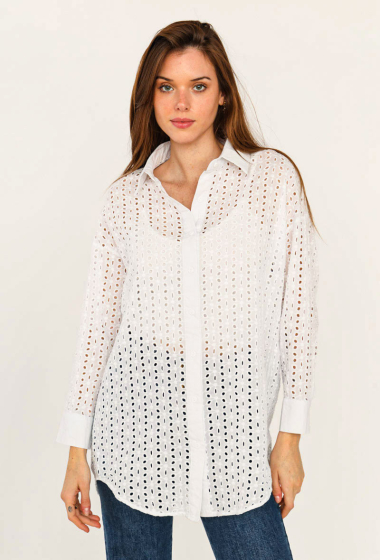 Mayorista Lily White - Camisa de encaje de manga larga