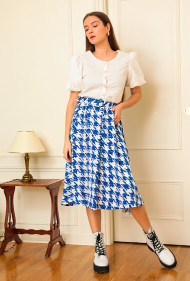 Wholesaler 17 AUGUST - Houndtsooth skirt with belt