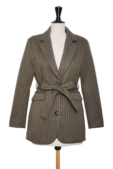 Wholesaler 17 AUGUST - Striped felt blazer jacket with belt and pockets