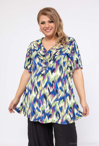 Wholesaler 2W Paris - Zipped blouse with ruffled collar