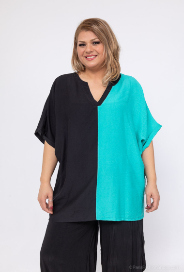 Wholesaler 2W Paris - Two-tone blouses with notch neckline