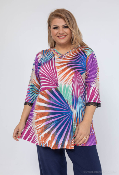 Wholesaler 2W Paris - Printed blouses with crossed collar