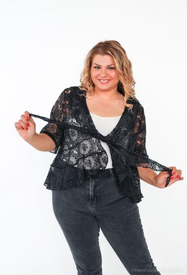 Wholesaler 2W Paris - Short-sleeved bolero in lace with bow