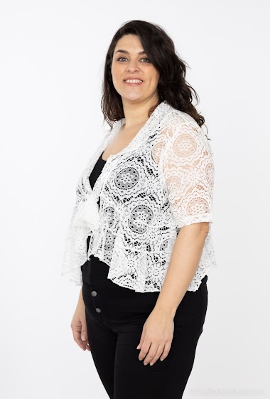 Wholesalers 2W Paris - Short-sleeved bolero in lace with bow