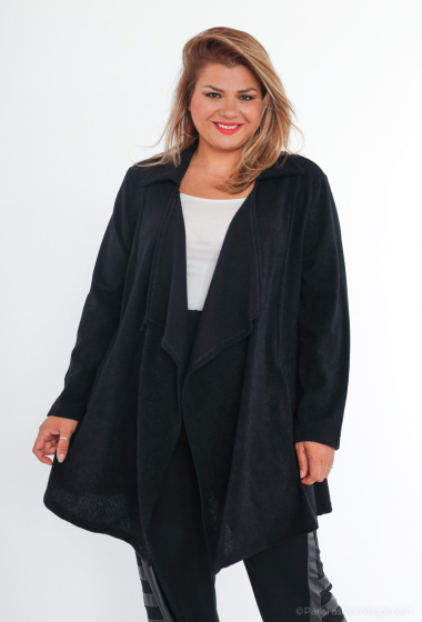 Wholesaler 2W Paris - Ribbed cardigan with open waterfall collar pockets