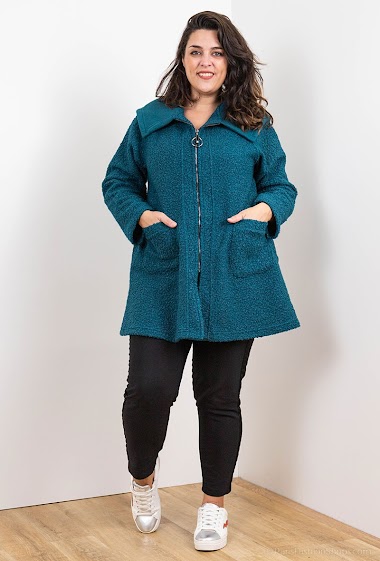 Wholesalers 2W Paris - Zipped plush terry coat with hood