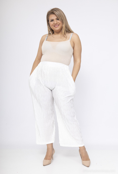 Wholesaler 2W Paris - Loose cropped pants with pockets in high waist with pleats