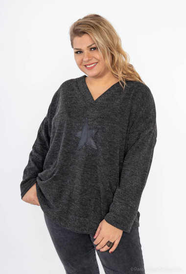 Wholesaler 2W Paris - Star-print batwing-sleeve knitted sweater with pockets