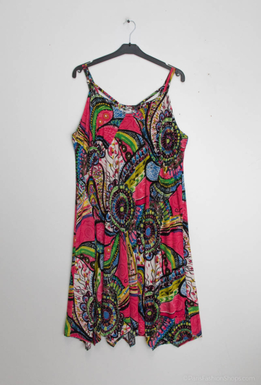 Großhändler 2W Paris - Kleid mit dünnen Trägern und tropischem Print