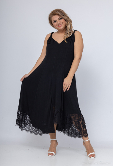 Wholesaler 2W Paris - Dress with thin straps in plain pleats with lace