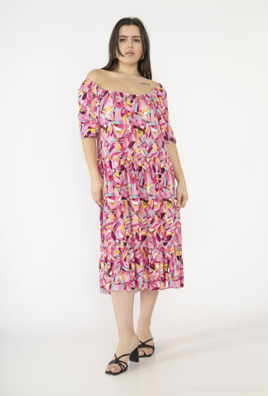 Großhändler 2W Paris - Kleid mit Rüschendruck und Puffärmeln