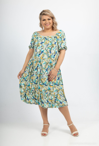 Wholesaler 2W Paris - Ruffled print dress with puff sleeves