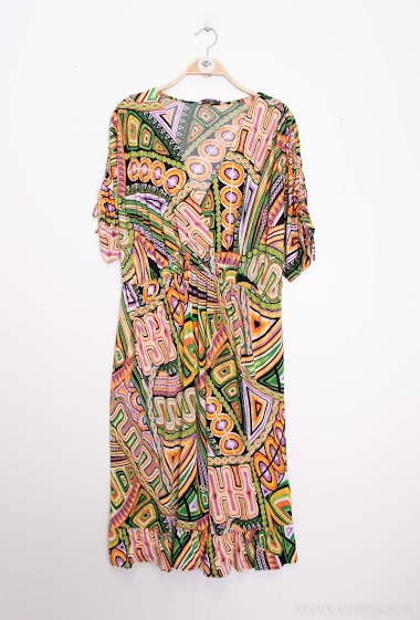 Großhändler 2W Paris - Kleid mit Fledermausmuster und geometrischem Print