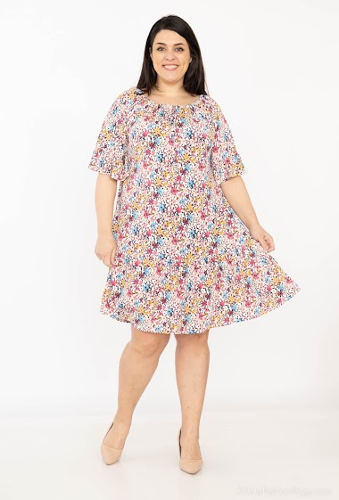 Wholesaler 2W Paris - Dress with bow collar in floral print