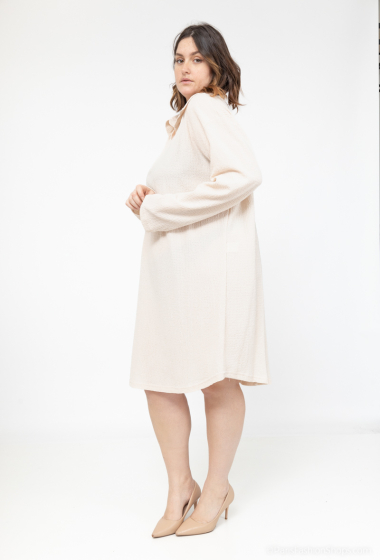 Großhändler 2W Paris - Langärmliges Kleid mit plissiertem Blusenkragen