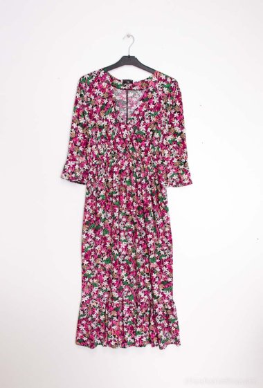 Wholesalers 2W Paris - A-line dress in floral print flared sleeves with ruffles