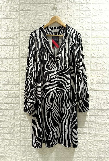 Wholesaler 2W Paris - Animal print velvet tunic dress