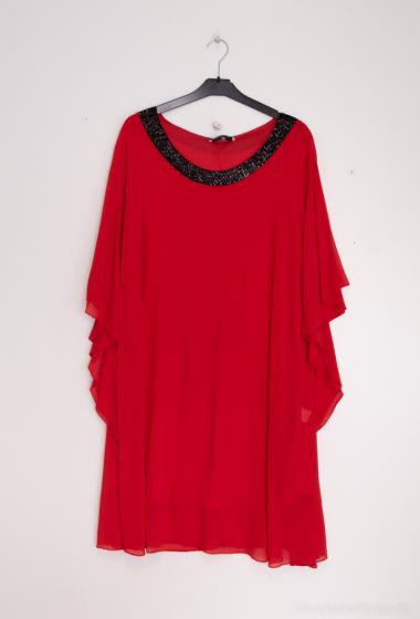 Wholesaler 2W Paris - Batwing Sleeve Sequin Collar Tunic Dress