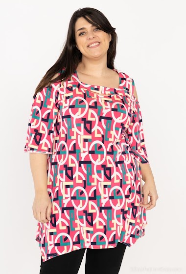 Cut Out Off Shoulder Printed Tunic