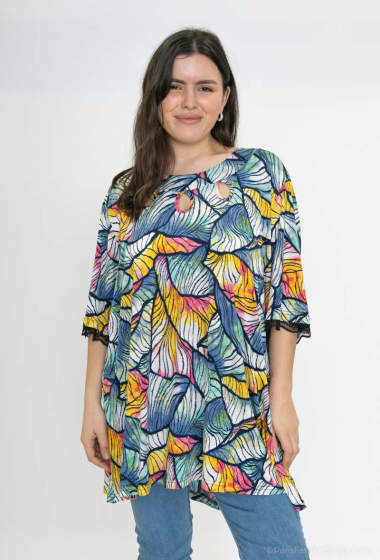 Wholesaler 2W Paris - Printed sleeve tunic with lace