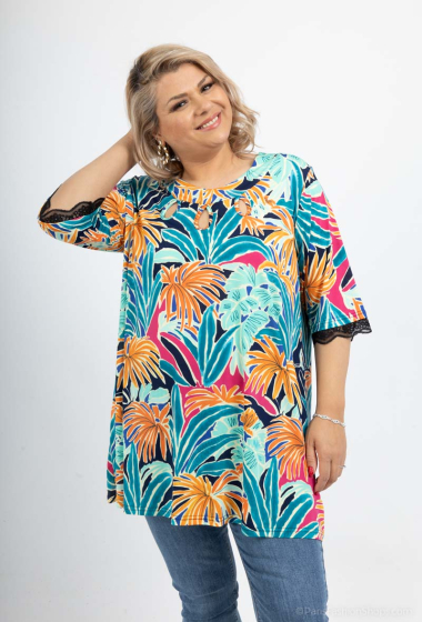 Wholesaler 2W Paris - Printed sleeve tunic with lace