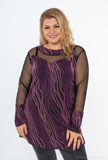 Wholesaler 2W Paris - Sequined tunic with tulle sleeves