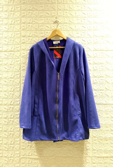 Wholesaler 2W Paris - Zipped Hooded Suede Jacket