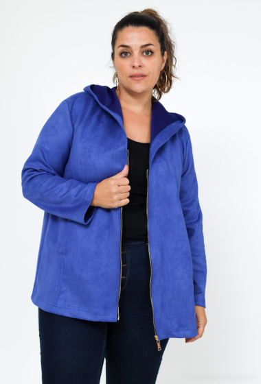 Wholesaler 2W Paris - Zipped Hooded Suede Jacket