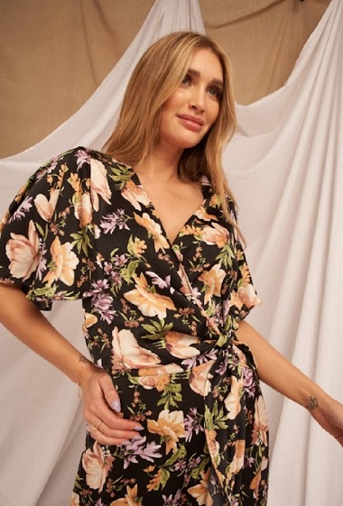 Wholesaler A BRAND - Wrap blouse with floral pattern