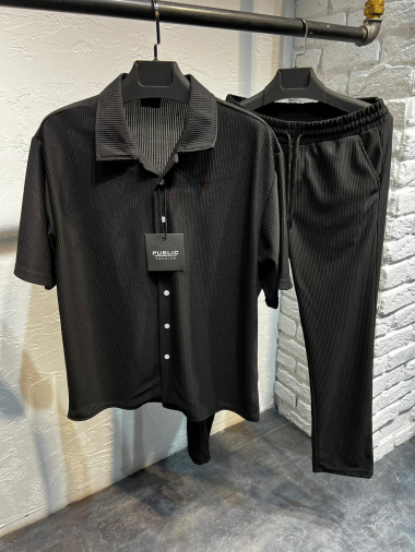 Mayorista Aarhon - Conjunto de pantalón y camisa plisada