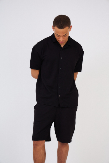 Wholesaler Aarhon - Textured Material Shirt Shorts Set