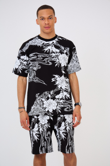 Großhändler Aarhon - Komplett bedrucktes T-Shirt/Shorts-Set
