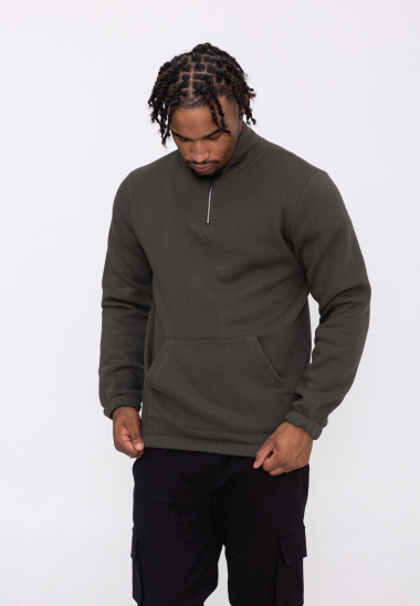 Wholesaler Aarhon - Fleece sweatshirt with zipped trucker collar