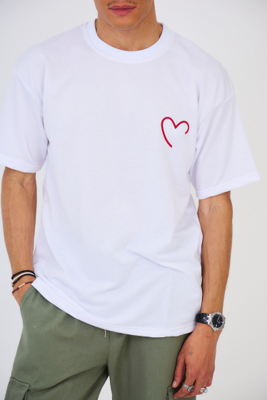 Wholesaler Aarhon - Heart Embroidered T-Shirt