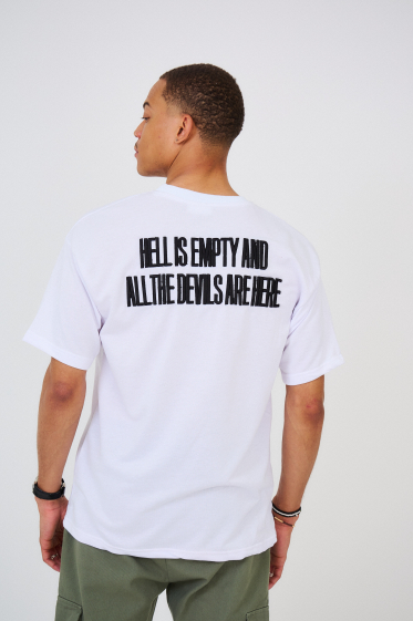 Wholesaler Aarhon - HELL & DEVIL Embroidered T-Shirt