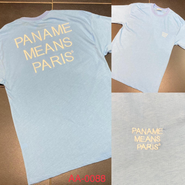 Wholesaler Aarhon - Embroidered T-Shirt PANAME = PARIS