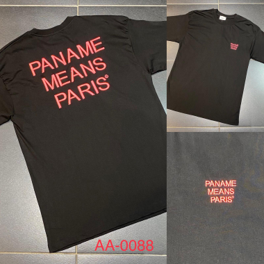 Wholesaler Aarhon - Embroidered T-Shirt PANAME = PARIS