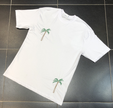Grossiste Aarhon - T-Shirt Broderie Palmier