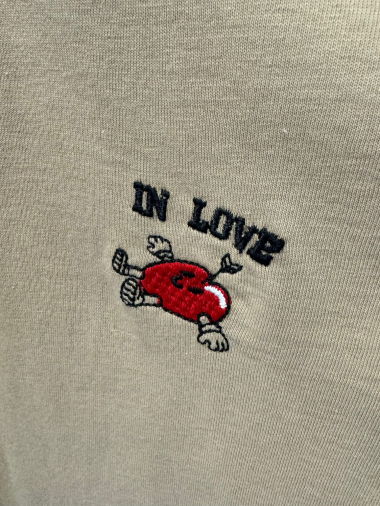 Wholesaler Aarhon - Heart Embroidery T-Shirt