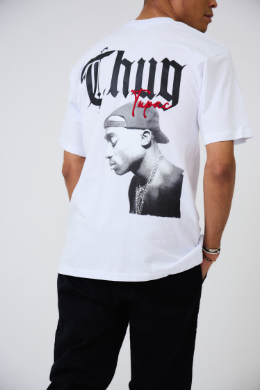 Wholesaler Aarhon - TUPAC Printed and Embroidered T-Shirt