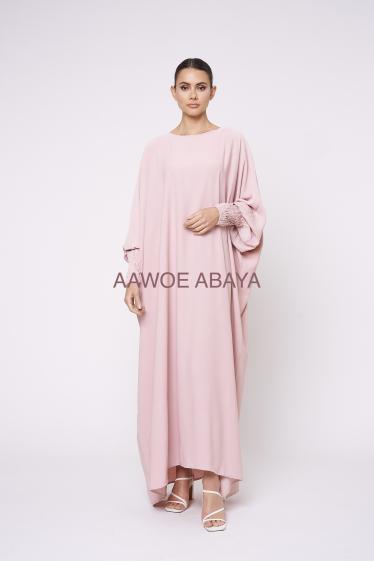 Großhändler Aawoe Paris® - Abaya mit elastischen Ärmeln, Rauch