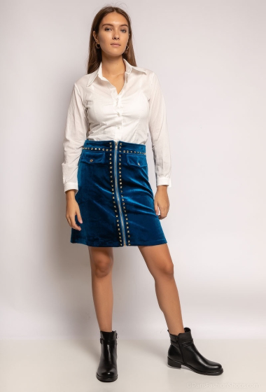 Wholesaler ABELLA - Velvet skirt with zipper and studs